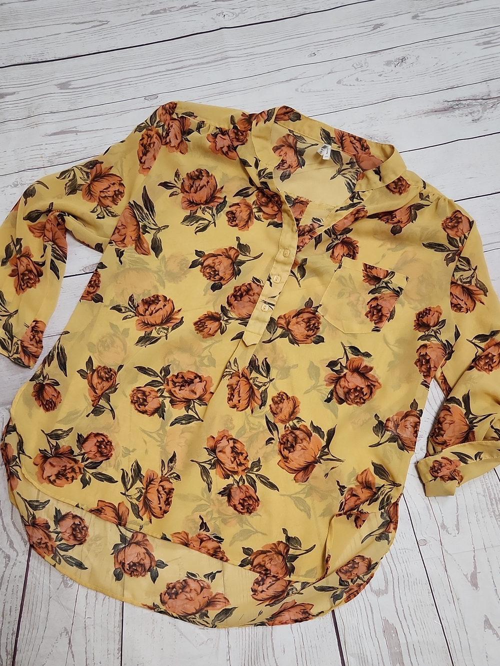 Live 4 Truth Yellow Floral Button-Up Blouse